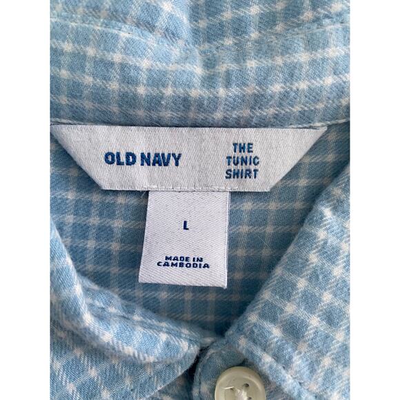 Womens Old Navy Plaid Button Down Shirt Blue Large - Picture 2 of 3
